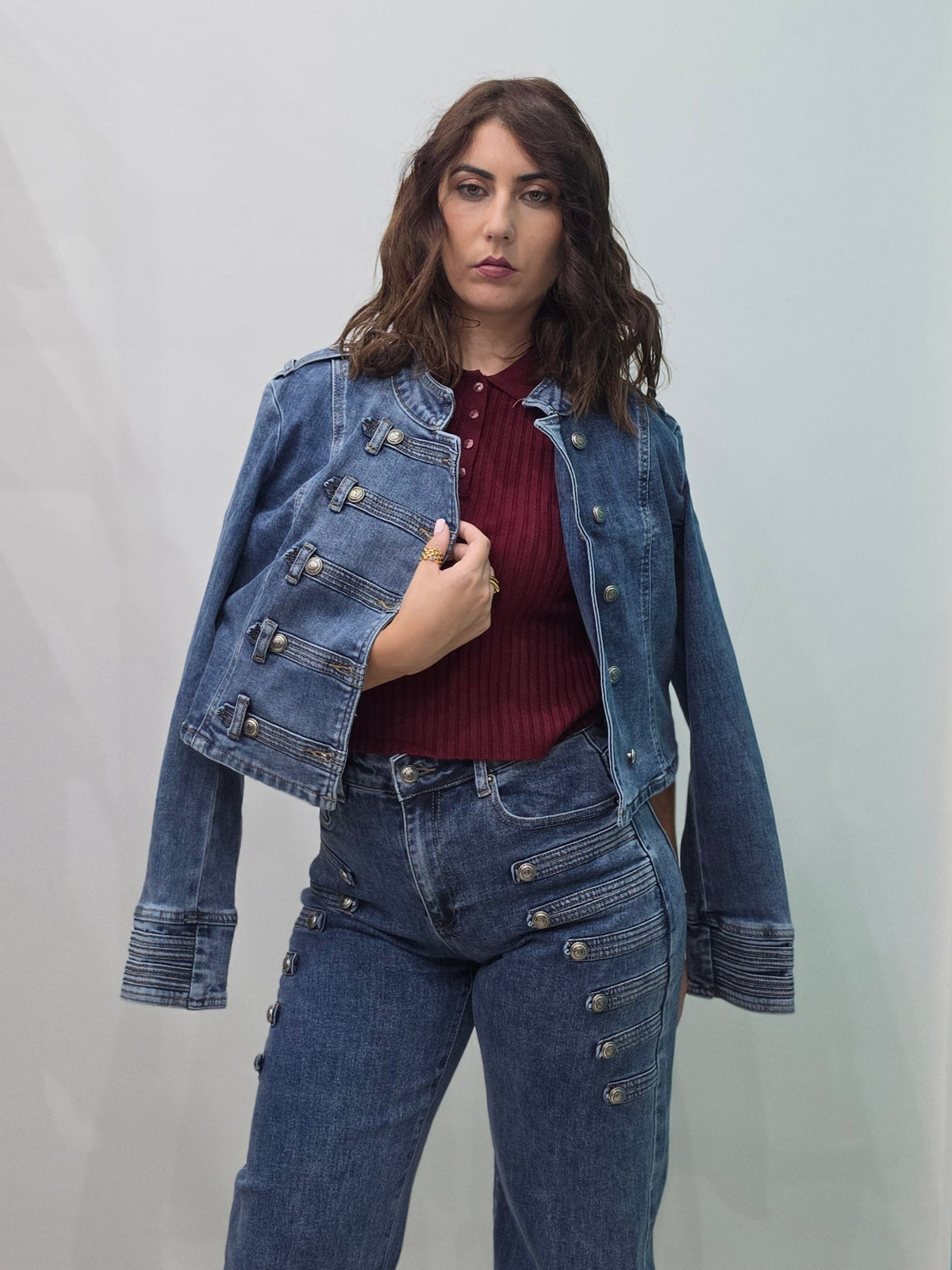 Giacca denim con bottoni