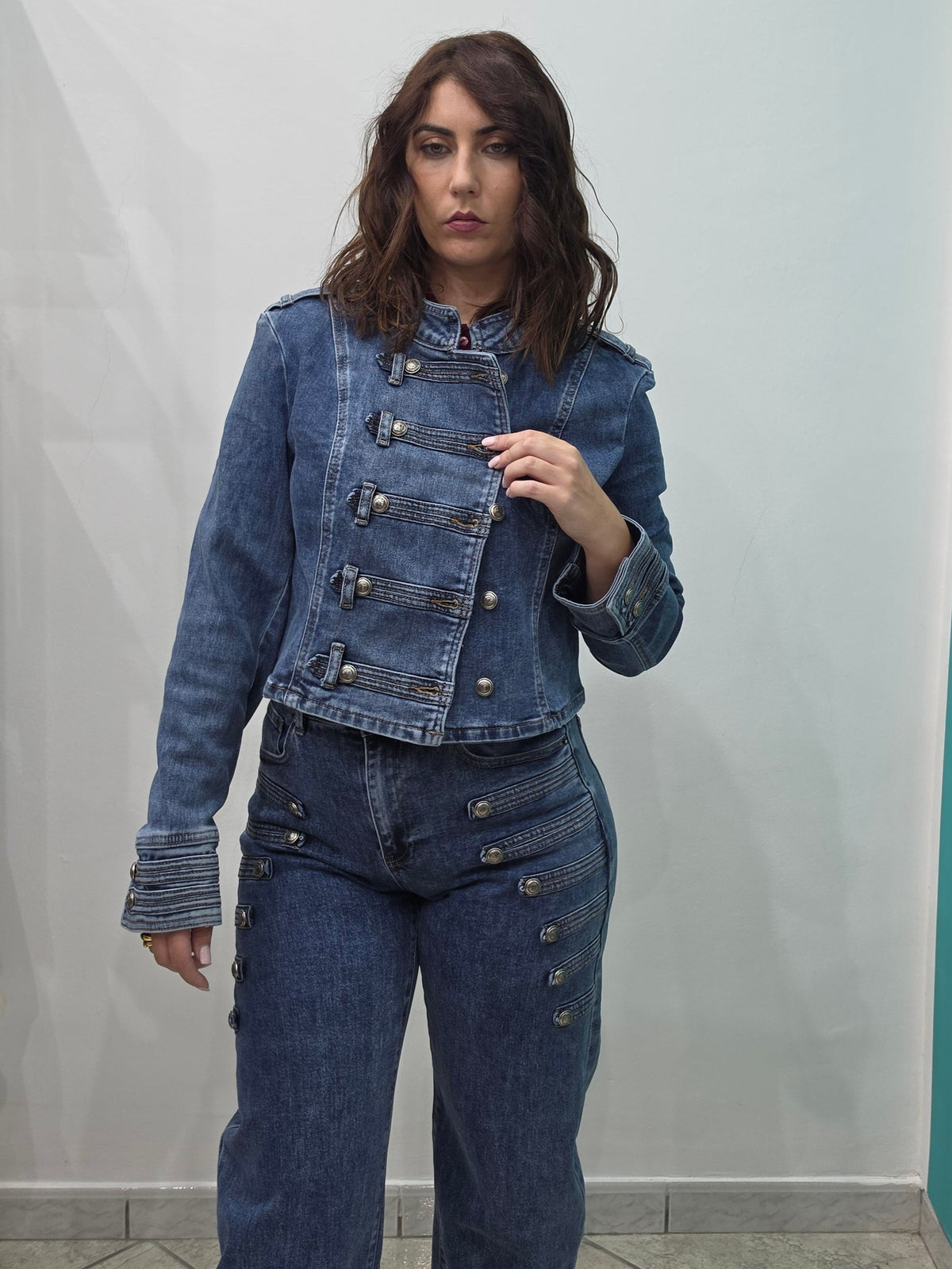 Giacca denim con bottoni