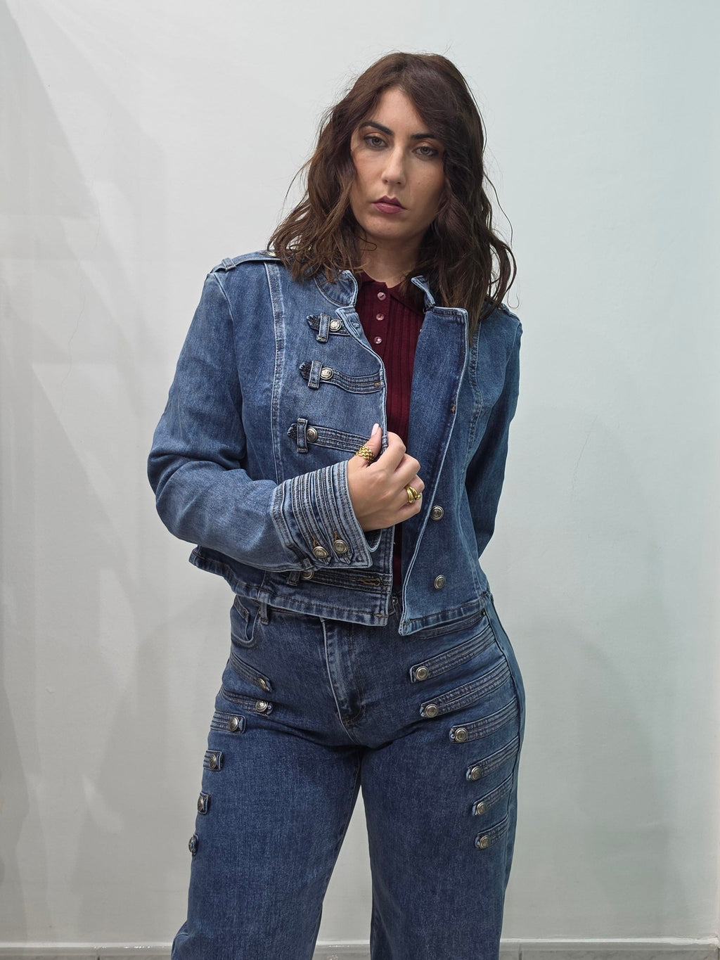 Giacca denim con bottoni